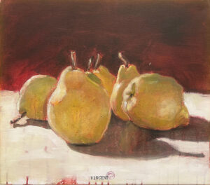 Pears, MYYTY Pears, akryyli kankaalle, 2025, 40 x 45 cm, 450 € MYYTY